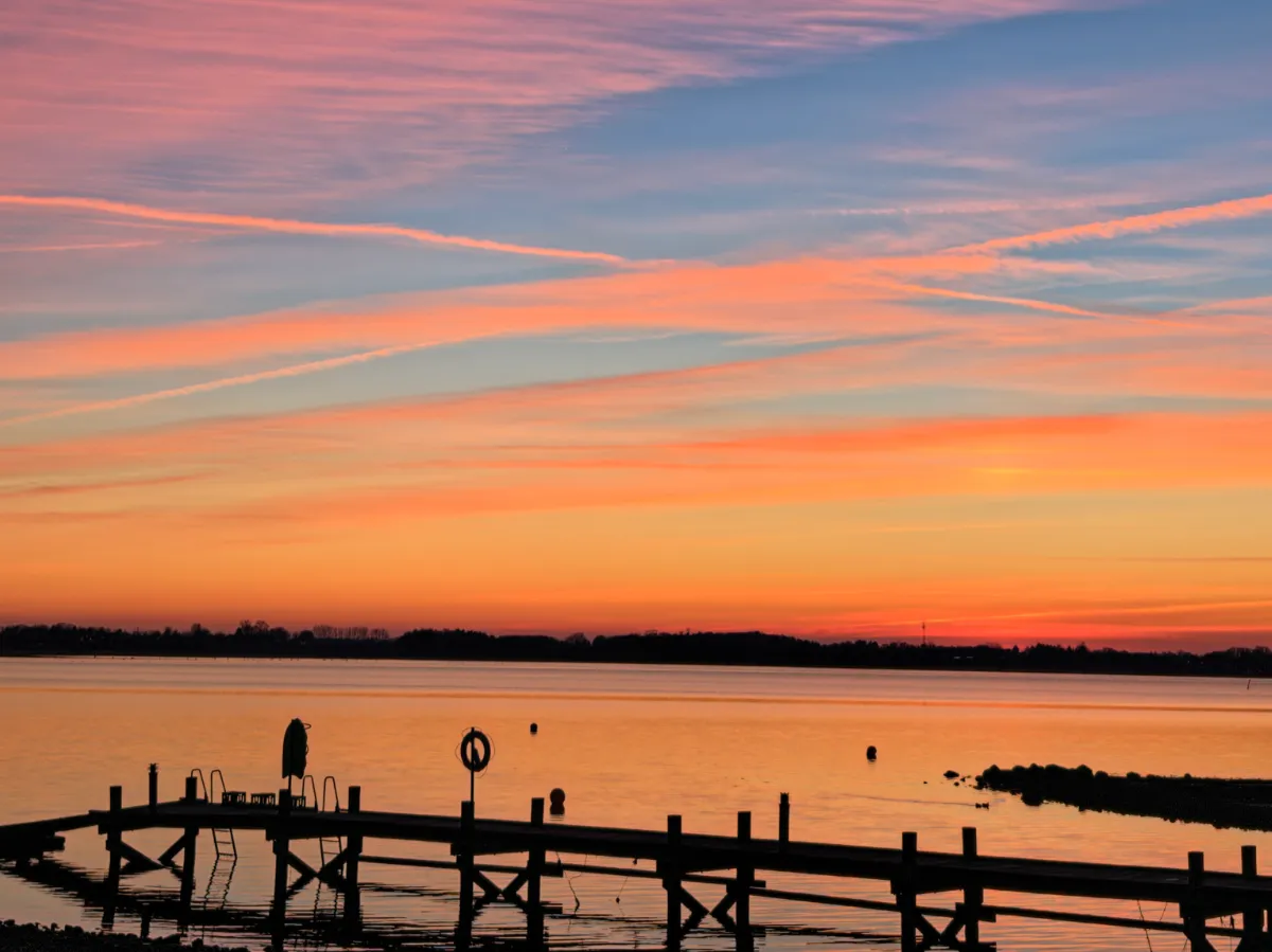 Solnedgang set fra Marbæk Strand.